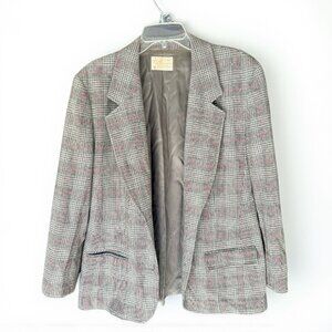 Pendleton Gray Glen Plaid Wool Blazer Made USA Virgin Wool Professional Work